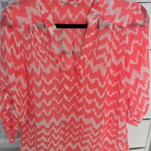 Wishful Park Coral and White Blouse